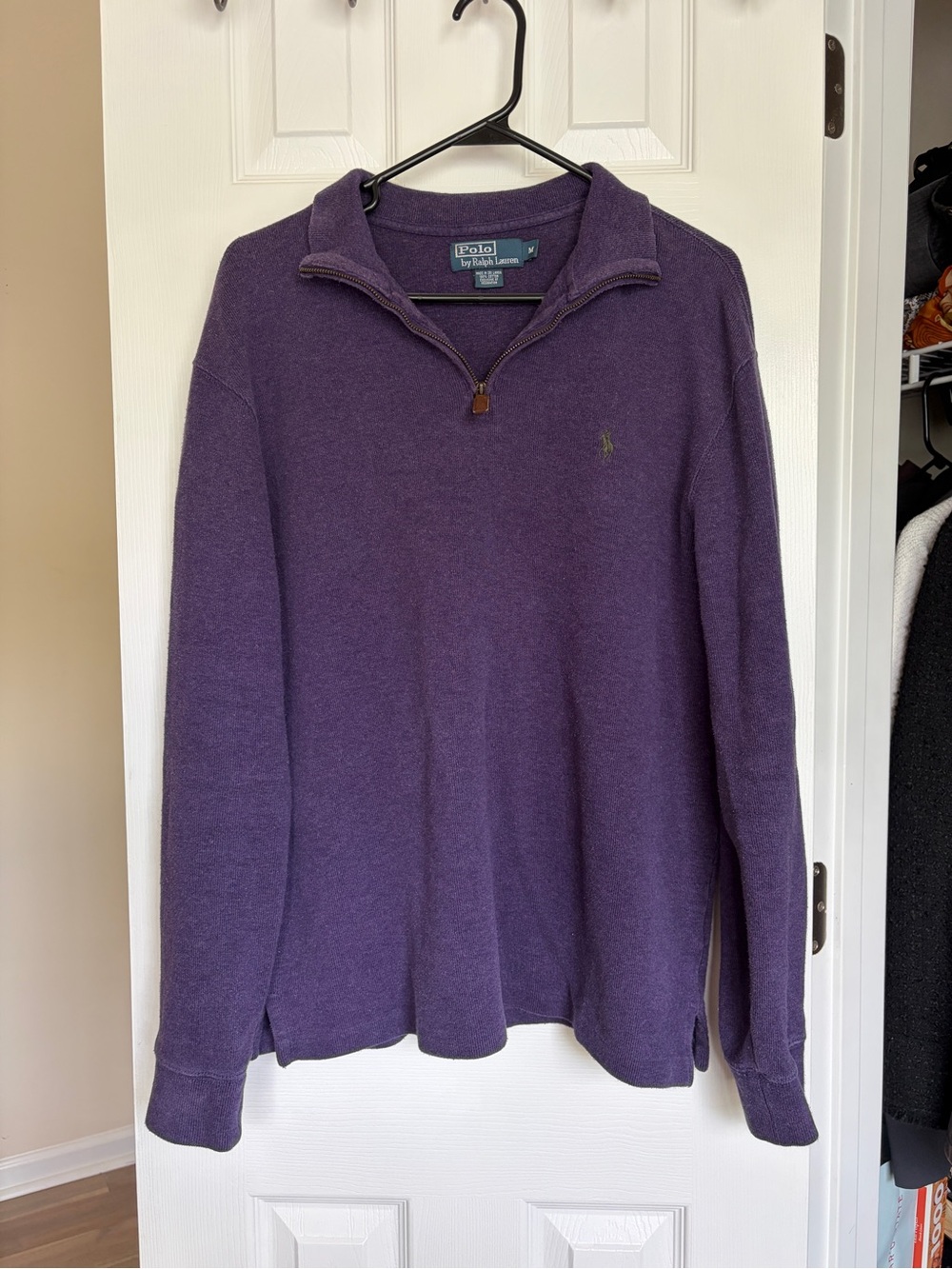 Polo by Ralph Lauren Men’s purple quarter-zip pullover sweater Medium